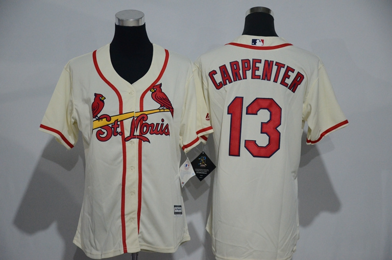 Womens 2017 MLB St. Louis Cardinals #13 Carpenter Cream Jerseys